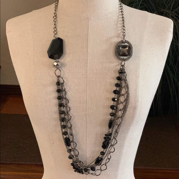 Lucky Star Jewels Layered Gun Metal Necklace - Picture 2 of 9